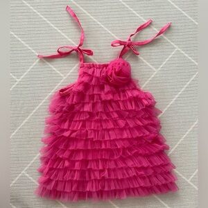 Mud Pie Bright Pink Baby Dress baby size 9-12M